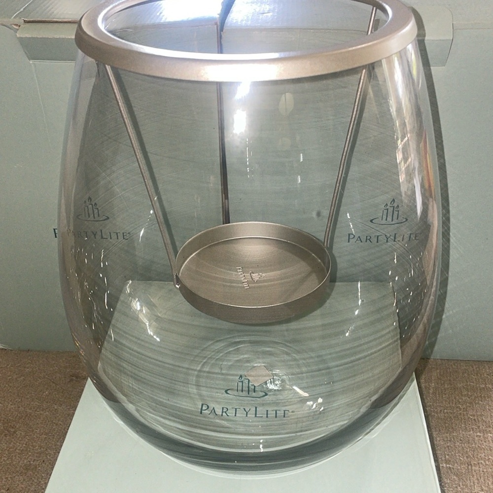 Vintage partyl glass candle holder